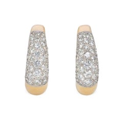 Estate Pavé Diamond and Gold Front-Facing Hoop Earrings