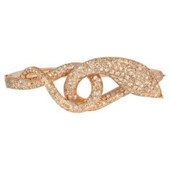 Estate Pavé Diamond and Rose Gold Coiled Snake Bangle Bracelet