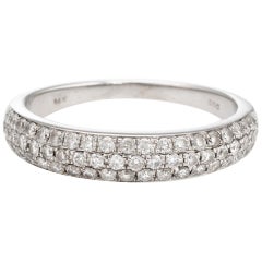 Vintage Estate Pave Diamond Band 14 Karat White Gold 0.60 Carat Wedding Stacking Ring