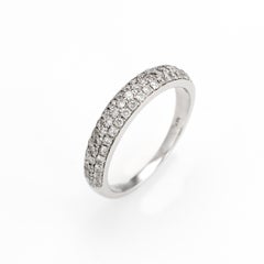 Estate Pave Diamond Band 14 Karat White Gold 0.60 Carat Wedding Stacking Ring
