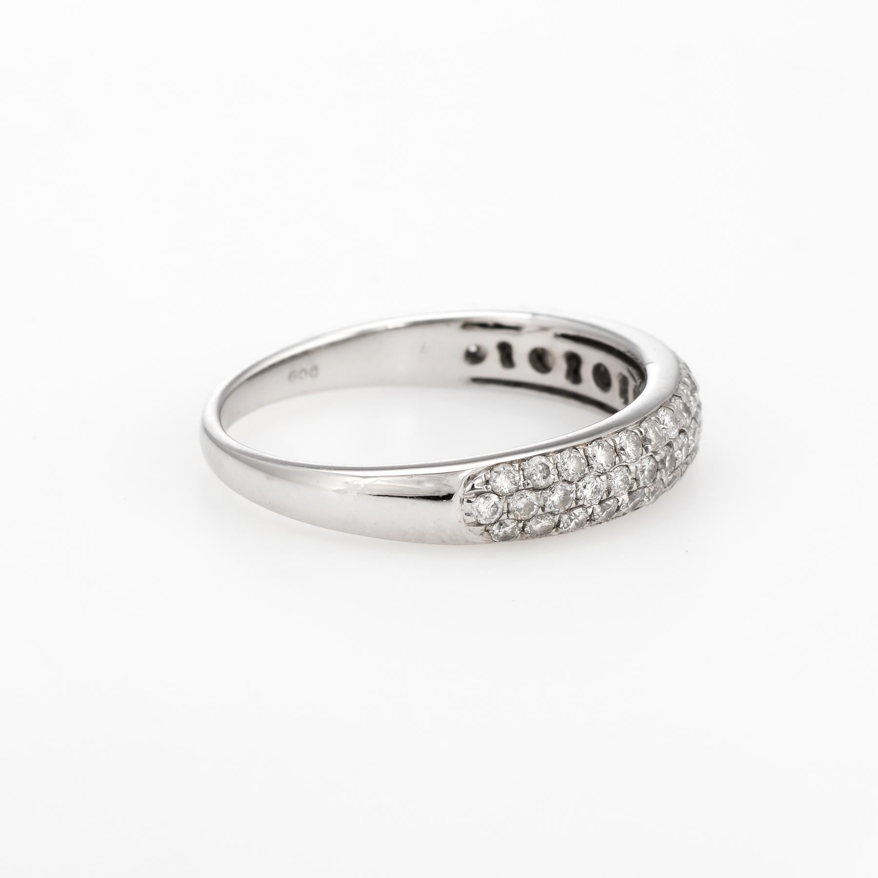 Modern Estate Pave Diamond Band 14 Karat White Gold 0.60 Carat Wedding Stacking Ring