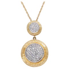 Estate Pave Diamond Circle Design Pendant Necklace in 14k Gold Estate Pave Diamond Circle Design Pendant Necklace in 14k Gold