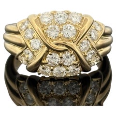 Estate Pavé Diamond Cluster Ring, 18k Yellow Gold 1.03ctw, Hideko