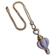 Pendentif Estate Pave Diamond Puff en or jaune et blanc 18k