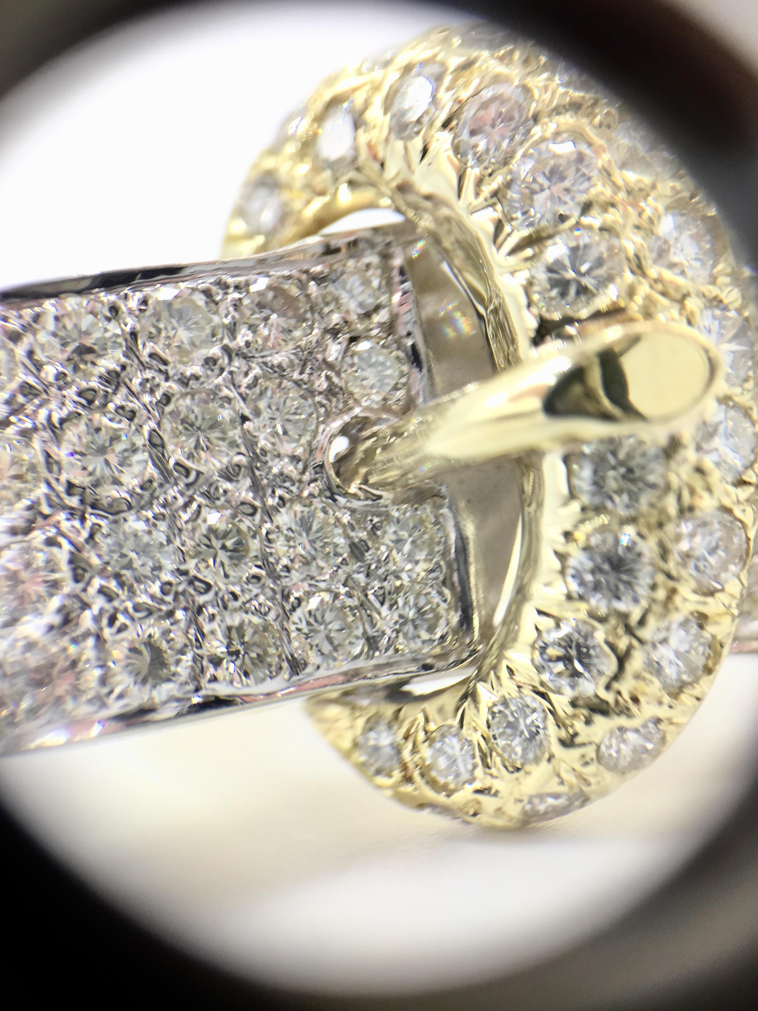 Estate Pavé Diamond Two-Tone Gold Buckle Ring 4