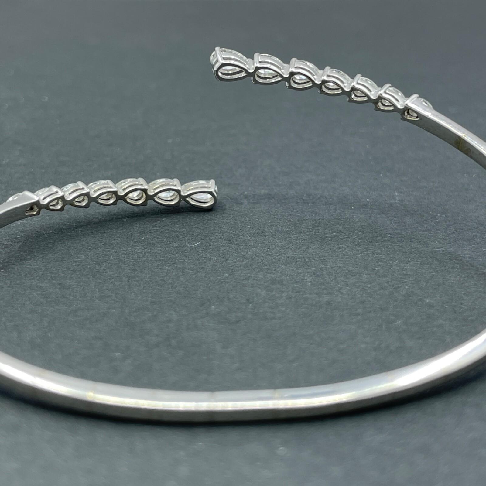 Taglio a goccia Braccialetto perla Estate con diamante bypass in oro bianco 18k 1,30ctw in vendita