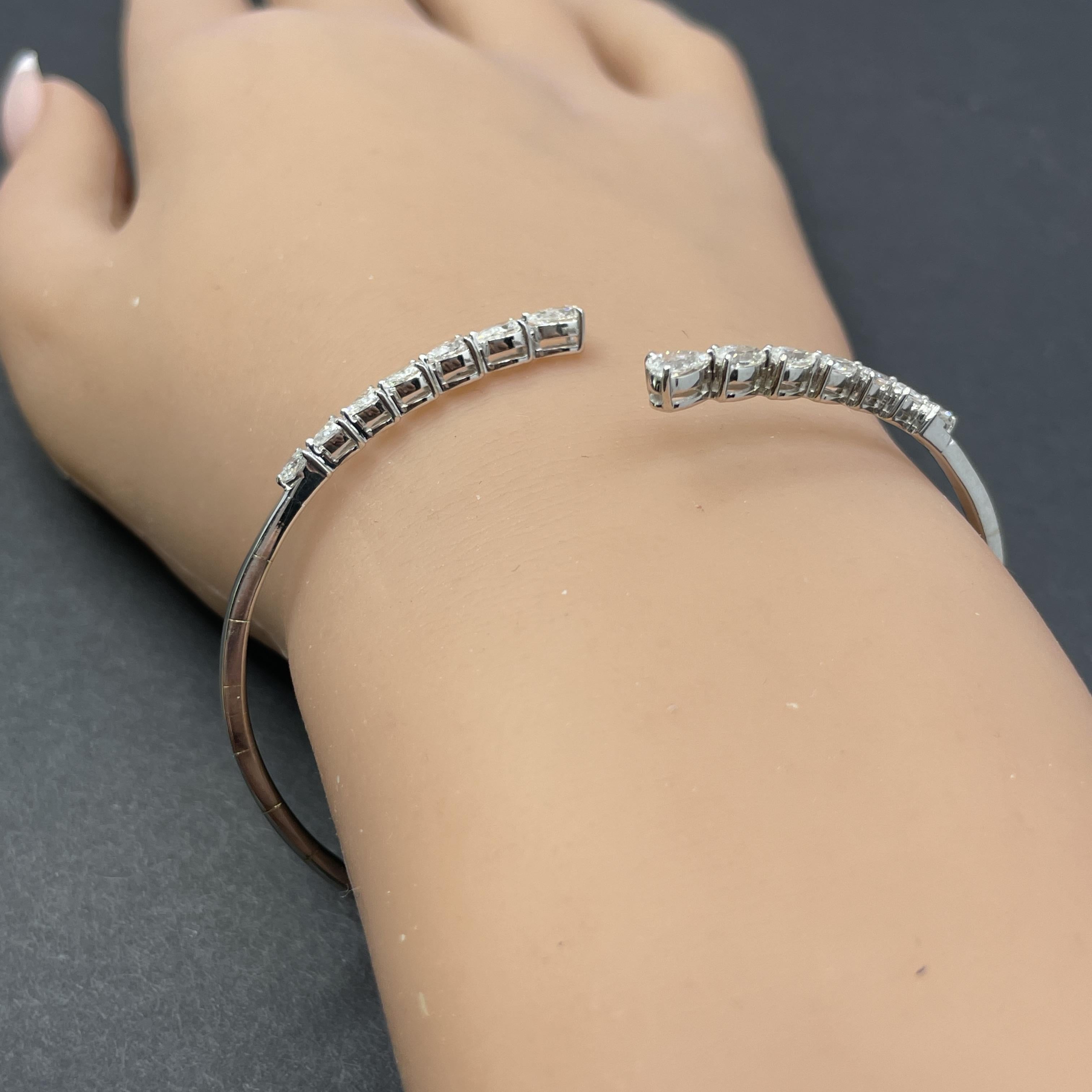 Braccialetto perla Estate con diamante bypass in oro bianco 18k 1,30ctw in vendita 1