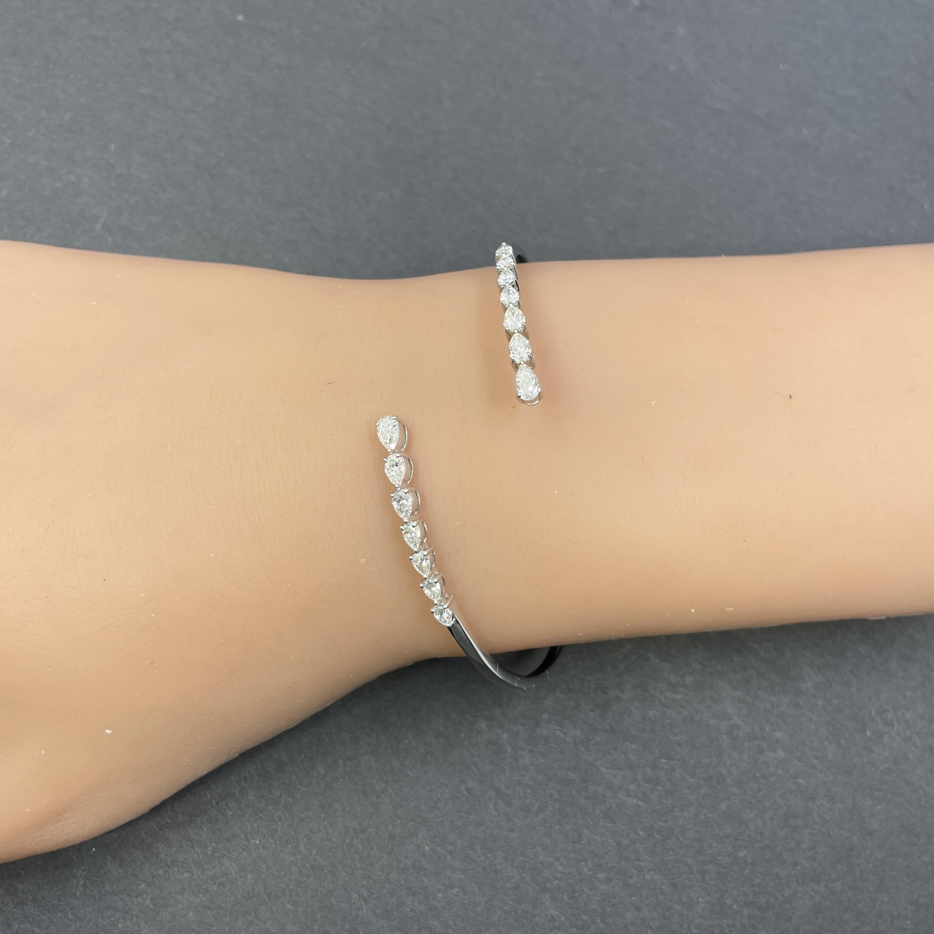 Braccialetto perla Estate con diamante bypass in oro bianco 18k 1,30ctw in vendita 2