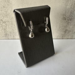 Estate Pearl and Diamond Drop Earrings in 14kt White Gold