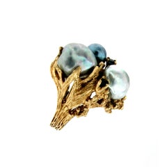 Estate Pearl Gold Cocktail Ring