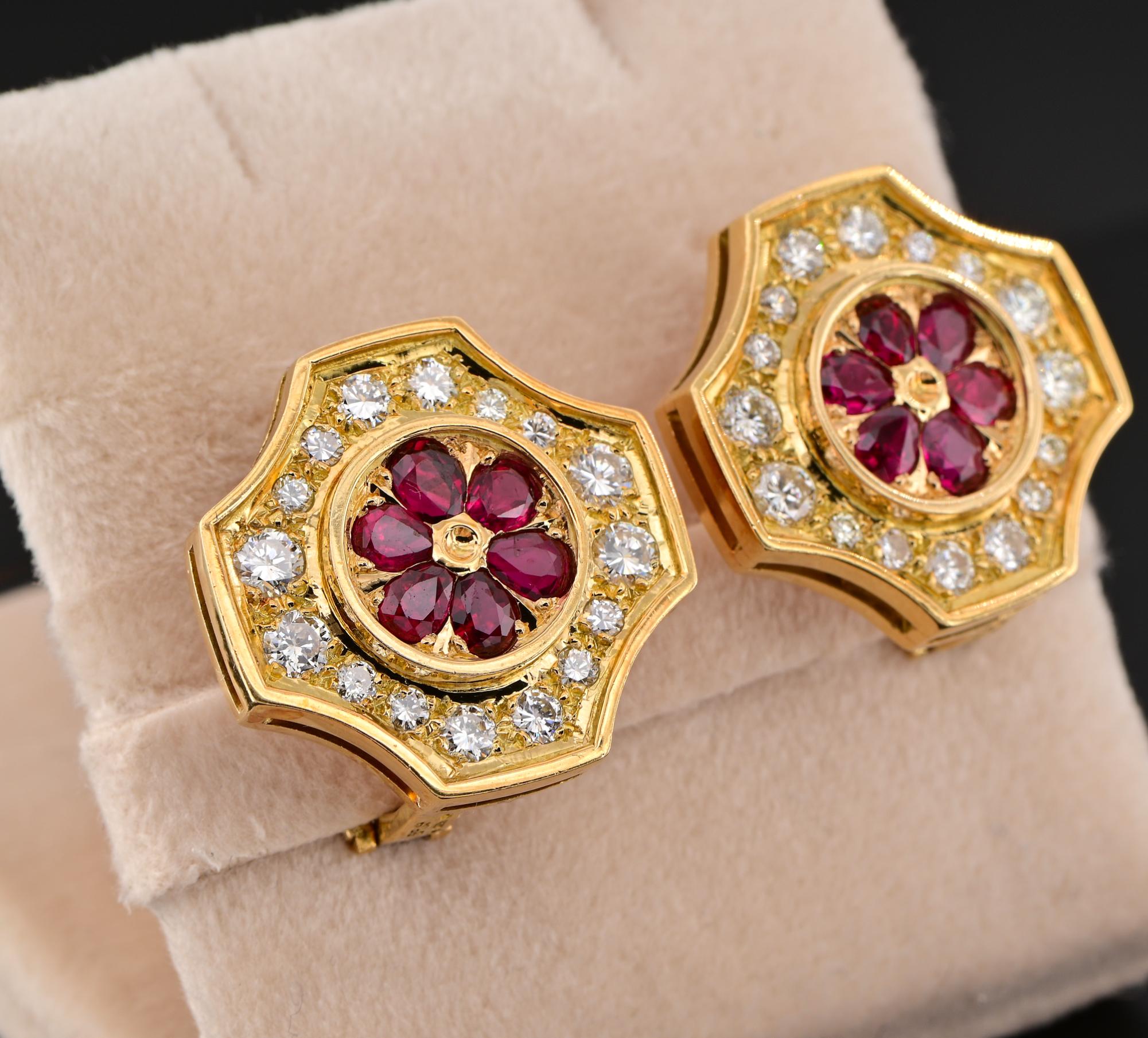 Women's or Men's Estate Pearl Sautoir Necklace Earrings Ruby Diamond Suit For Sale