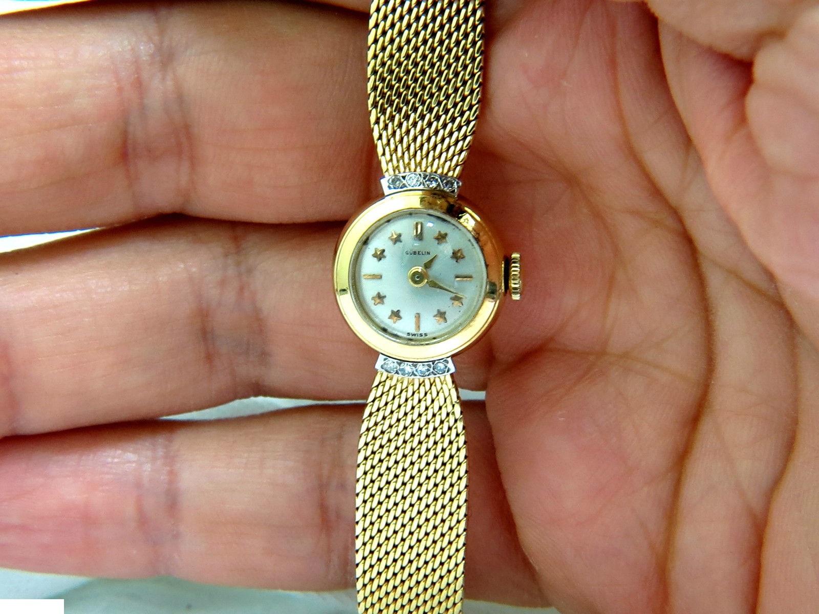 Petite montre suisse Gublin en or 18 carats, maille et cadran étoilé pour femmes Pour femmes en vente
