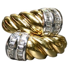 Estate Picchiotti Baguette Diamante Corda ritorta Gambero Huggie Orecchini Designer