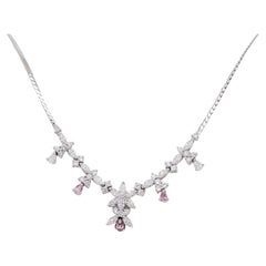 Estate Pink and White Diamond Necklace in Platinum