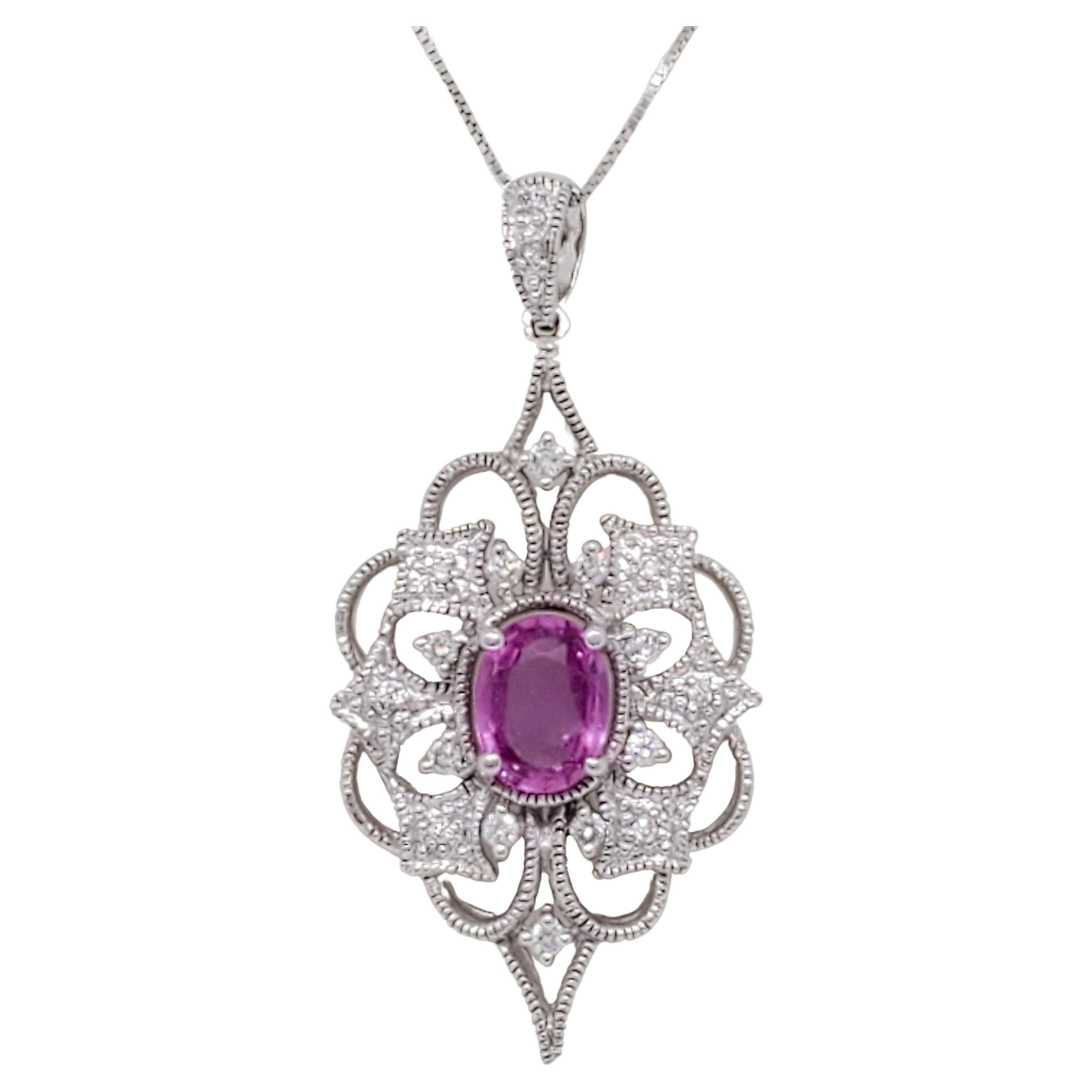 Estate Diamond & Pink Sapphire Necklace