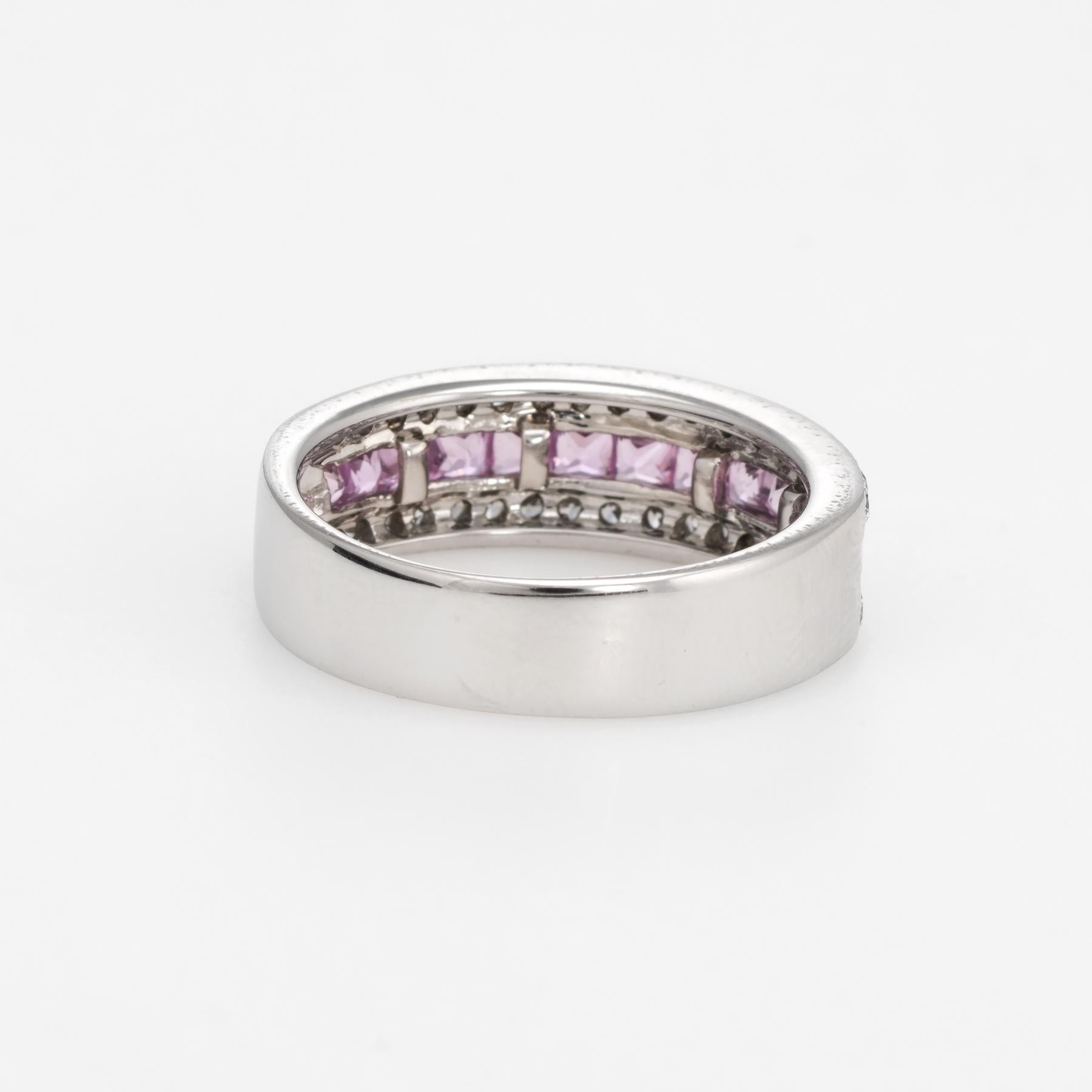 Women's Estate Pink Sapphire Diamond Band 18 Karat White Gold Alternative Wedding Ring