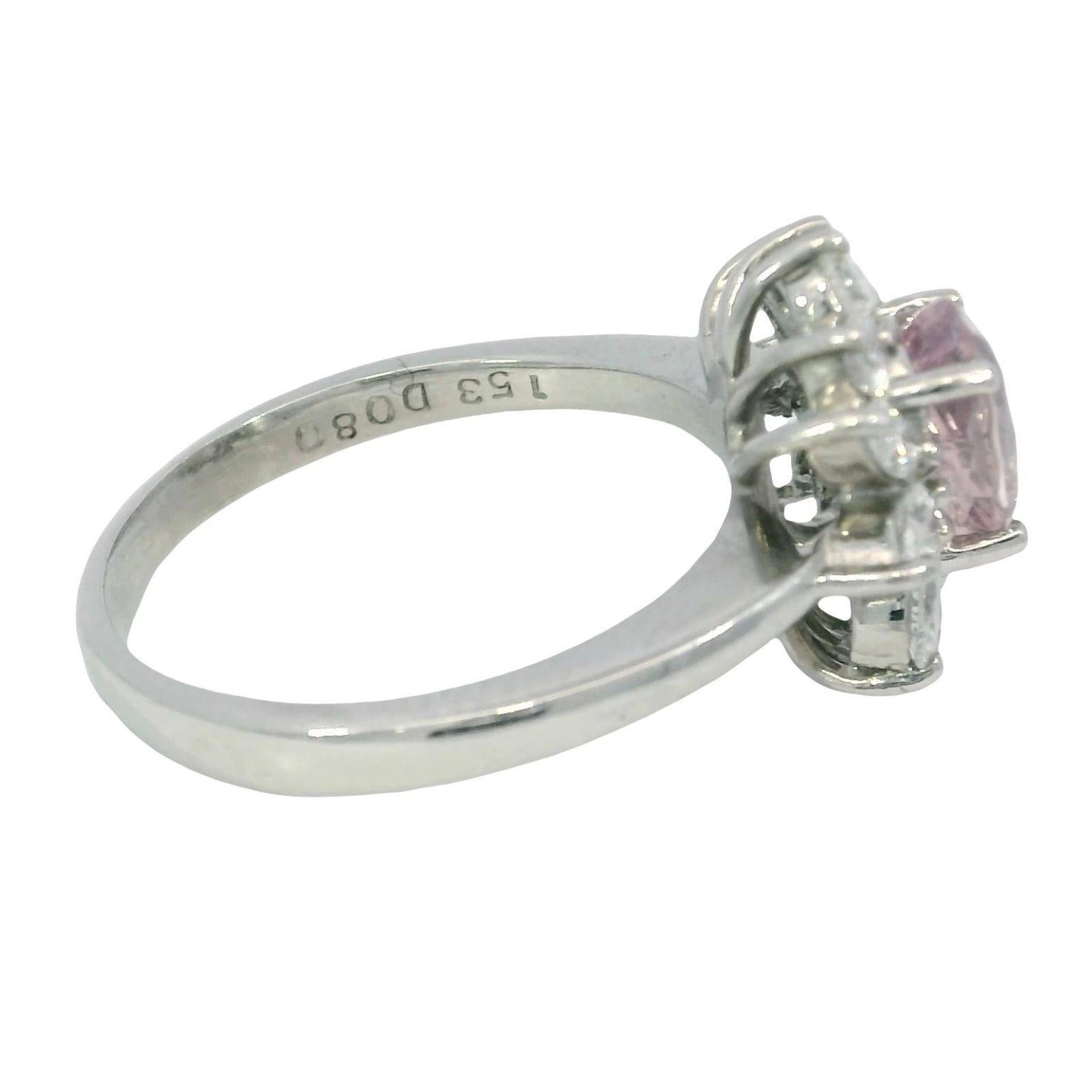 Estate Pink Sapphire Diamond Cluster Platinum Ring Size 6.75 ~2.33ctw For Sale 2