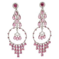 Estate Pink Tourmaline and Diamond Chandelier Earrings in 18k White Gold Estate Pink Tourmaline and Diamond Chandelier Earrings in 18k White Gold