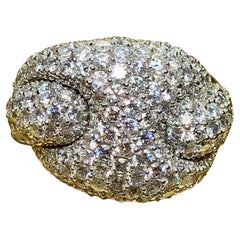Estate PIPPO PEREZ 18K Pave Diamond Buckle Italian Cocktail Ring 6.96cttw G Vs