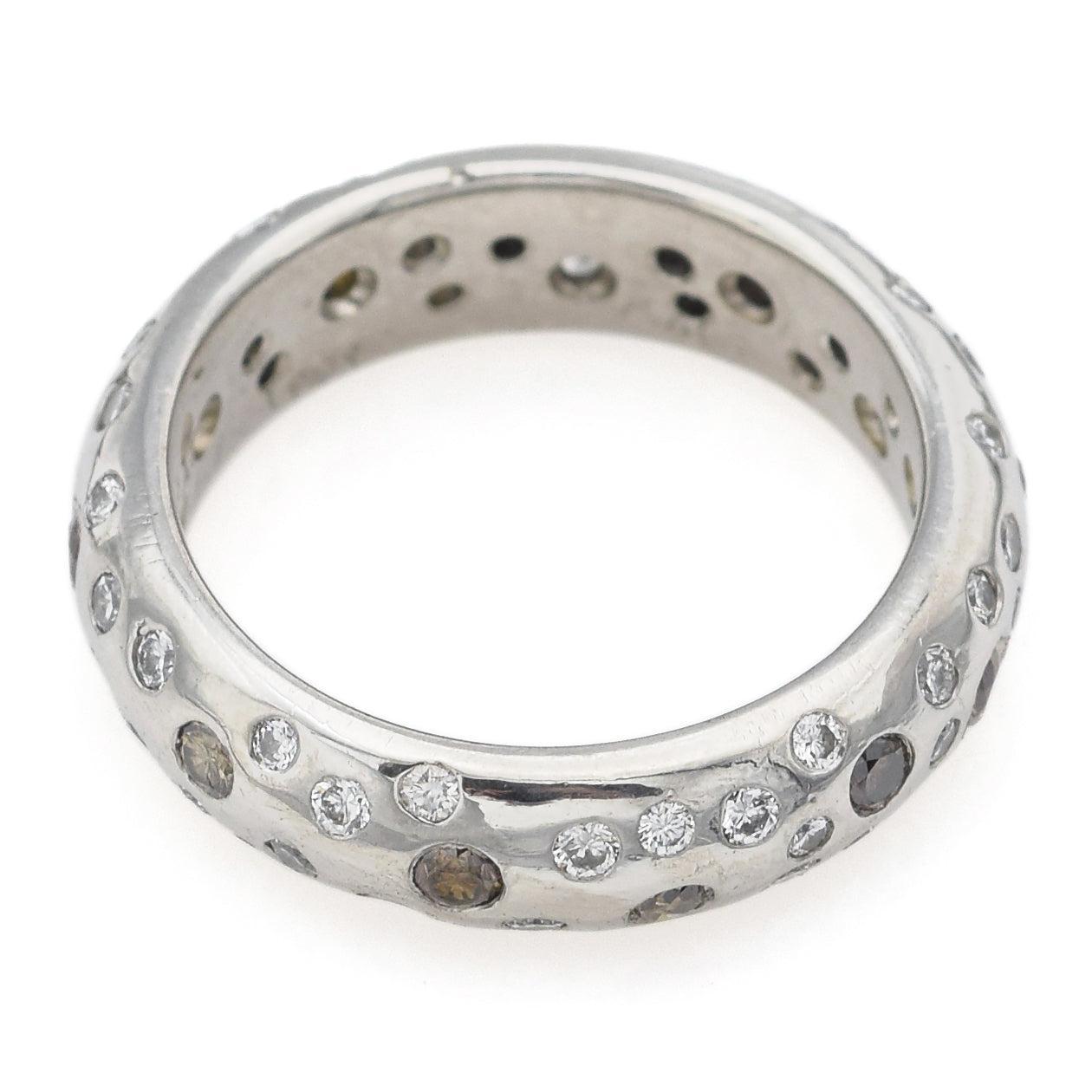 Estate Platin 0,95 TCW Braun & Weiß Diamant Band Ring Damen im Angebot