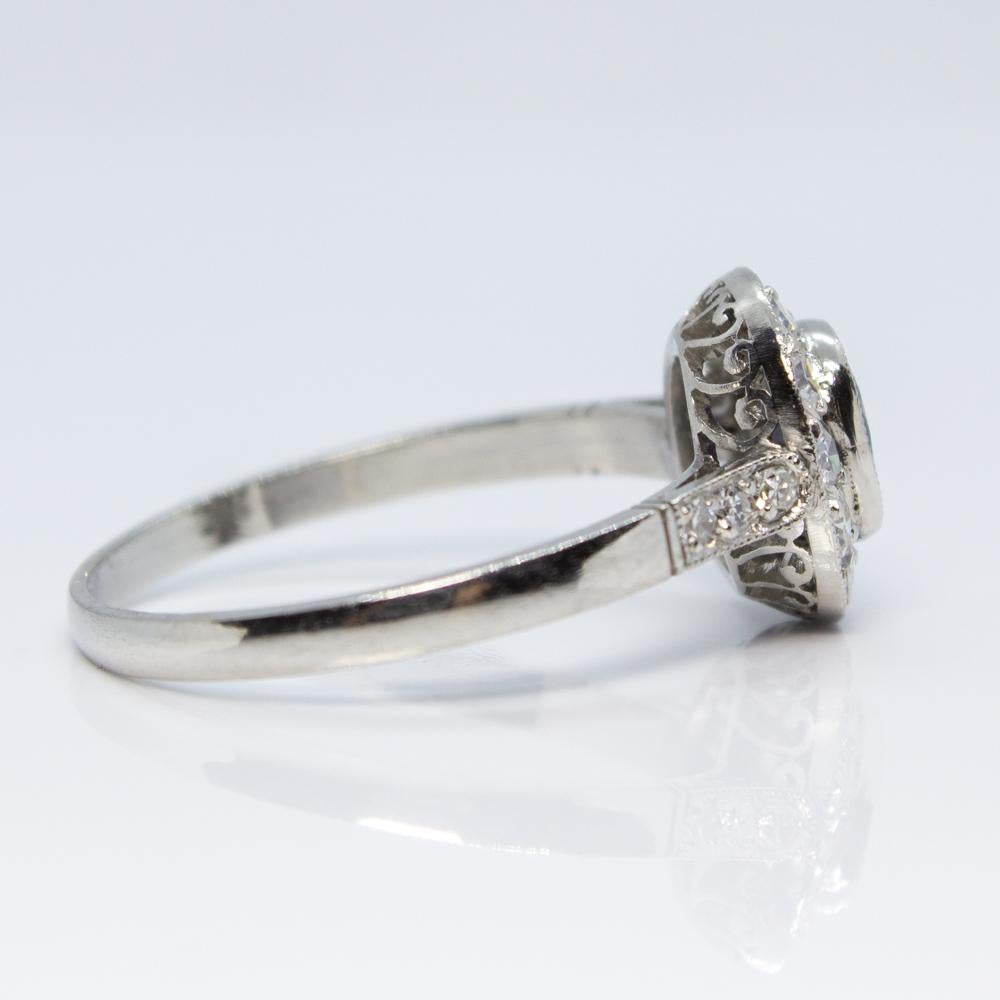 Art Deco Estate Platinum 1 Carat, Sapphire and Diamond Ring