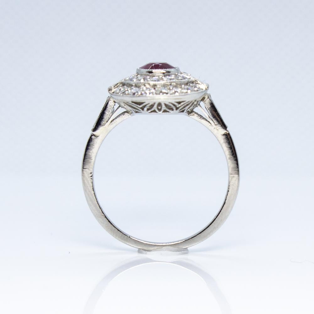 Estate Platinum 1.20 Carat Ruby and Diamond Ring In Excellent Condition In Miami, FL