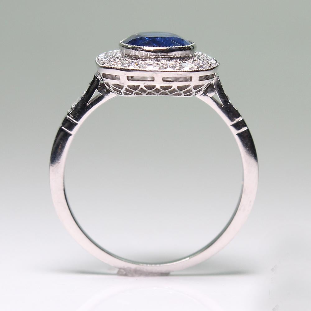 Women's or Men's Estate Platinum 1.4 Carat Sapphire and Diamond Ring