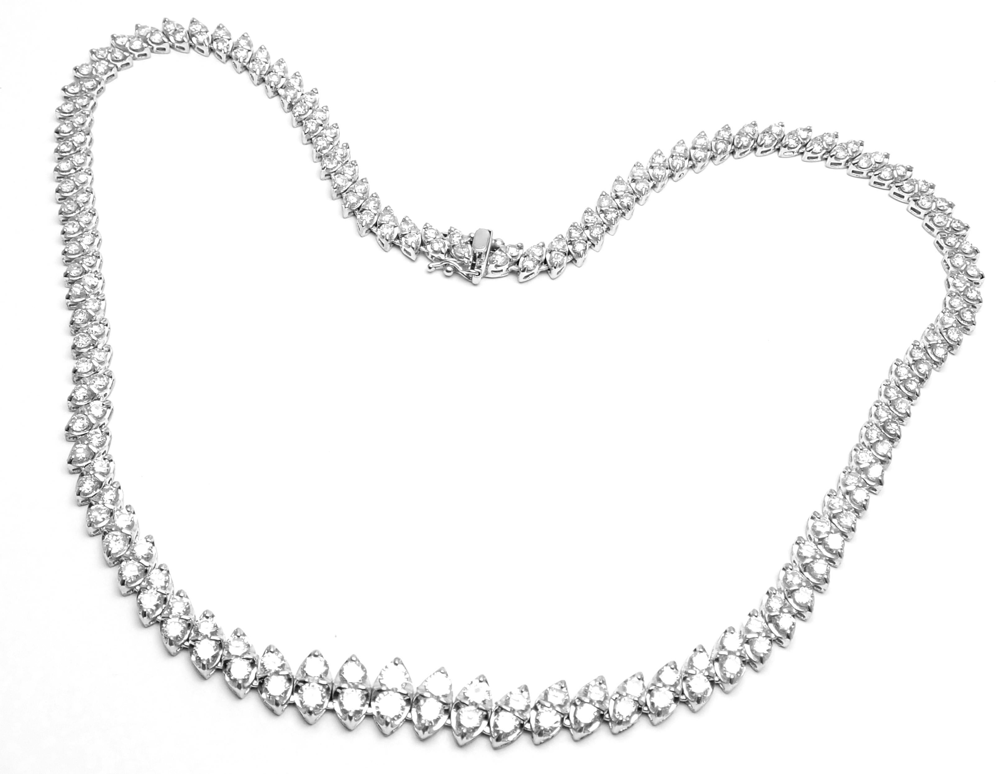 Estate Platinum 14ct Diamond Necklace.
With 242 round brilliant cut diamonds SI1 - SI2 clarity, I-J color total weight is approximately 14ct
Details:
Length: 17'' 
Width: 6mm
Weight:  42.4 grams
Stamped Hallmarks: Pt850
*Free Shipping within the
