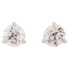 Estate Platinum/14K Diamond Stud Earrings