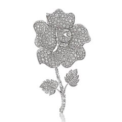Estate Platinum 27.00cttw Diamond Rose Flower Brooch