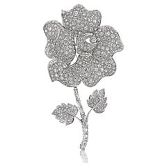 Nachlass Platin 27,00cttw Diamant-Rosenblumenbrosche