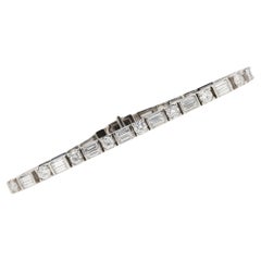 Estate Platinum 3 Carat Mixed Round 
Baguette Diamond Tennis Bracelet
