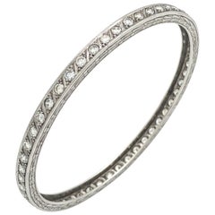 Estate Platinum 3.65 Carat Diamond Bracelet Bangle 25.1 grams