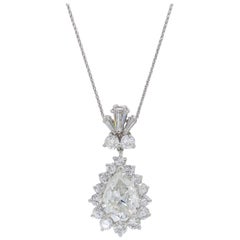 Estate Platinum 3.90 Carat Pear Diamond Pendant Estate Platinum 3.90 Carat Pear Diamond Pendant