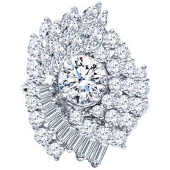 Estate Platinum 5.13 Carat Diamond Cluster Cocktail Engagement Ring 12.5 Grams