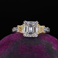 Estate Platinum and 18K Gold Emerald Cut Diamond Diamond Engagement Ring - GIA