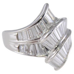 Estate Platinum and 2.54cts Baguette Diamond Cocktail Ring