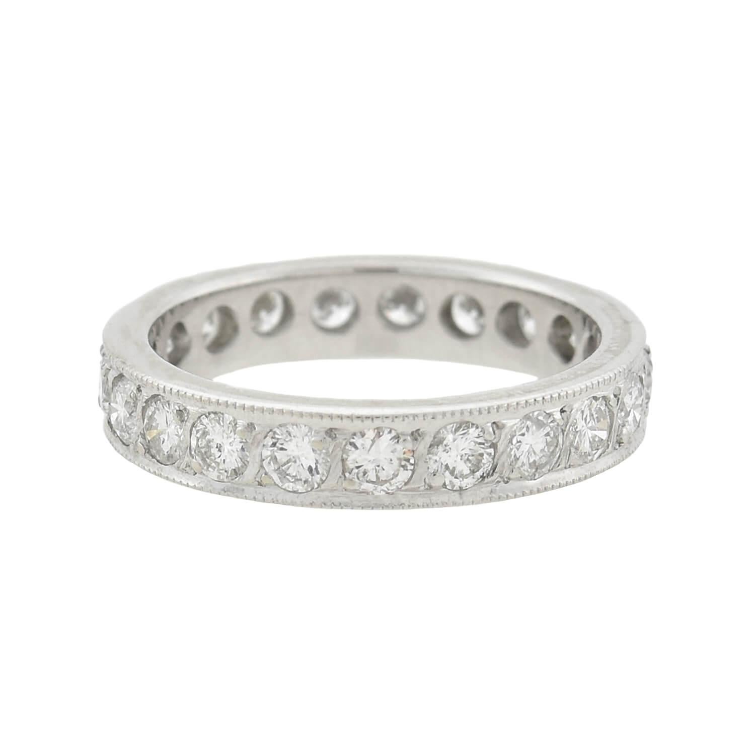 Contemporary Estate Platinum and Diamond Eternity Band 2.00ctw For Sale