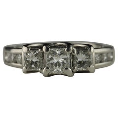 Estate Platinum and Diamond Three-Stone Ring