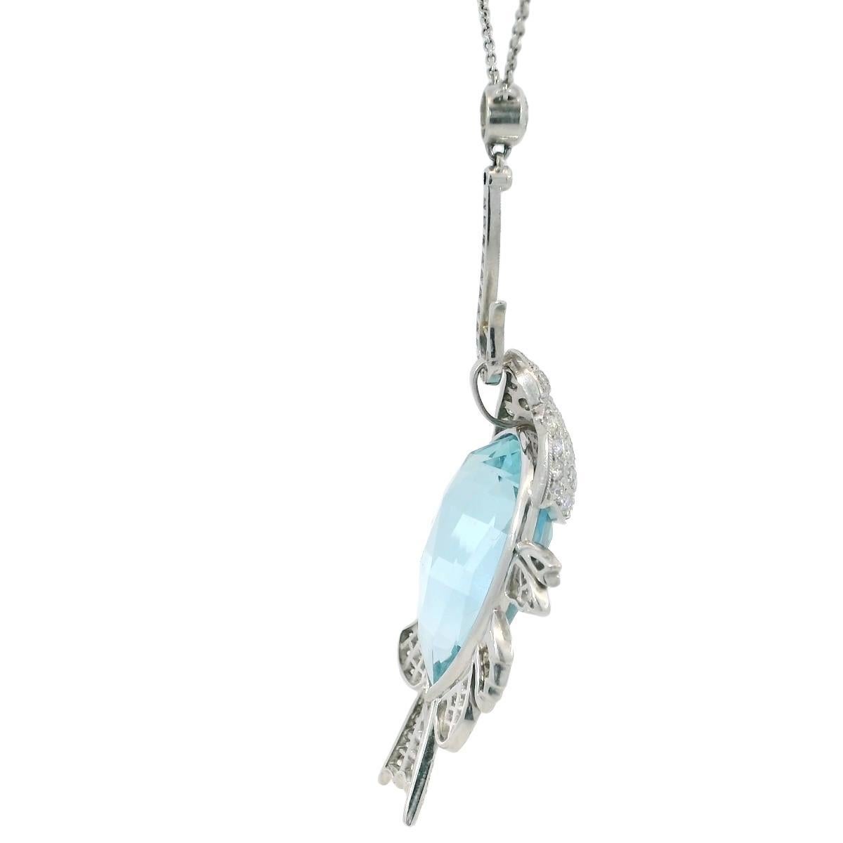 Estate Aquamarine Diamond Fish on a Hook Platinum Pendant Necklace ~18.1ctw For Sale 6