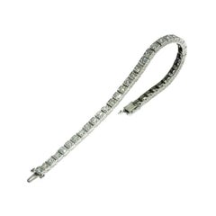 Estate Platinum Art Deco 4.30 Carat Diamond Tennis Bracelet from the 1950s