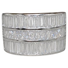 Estate Platinum Baguette & Princess Diamond Wide Band Cocktail Ring
