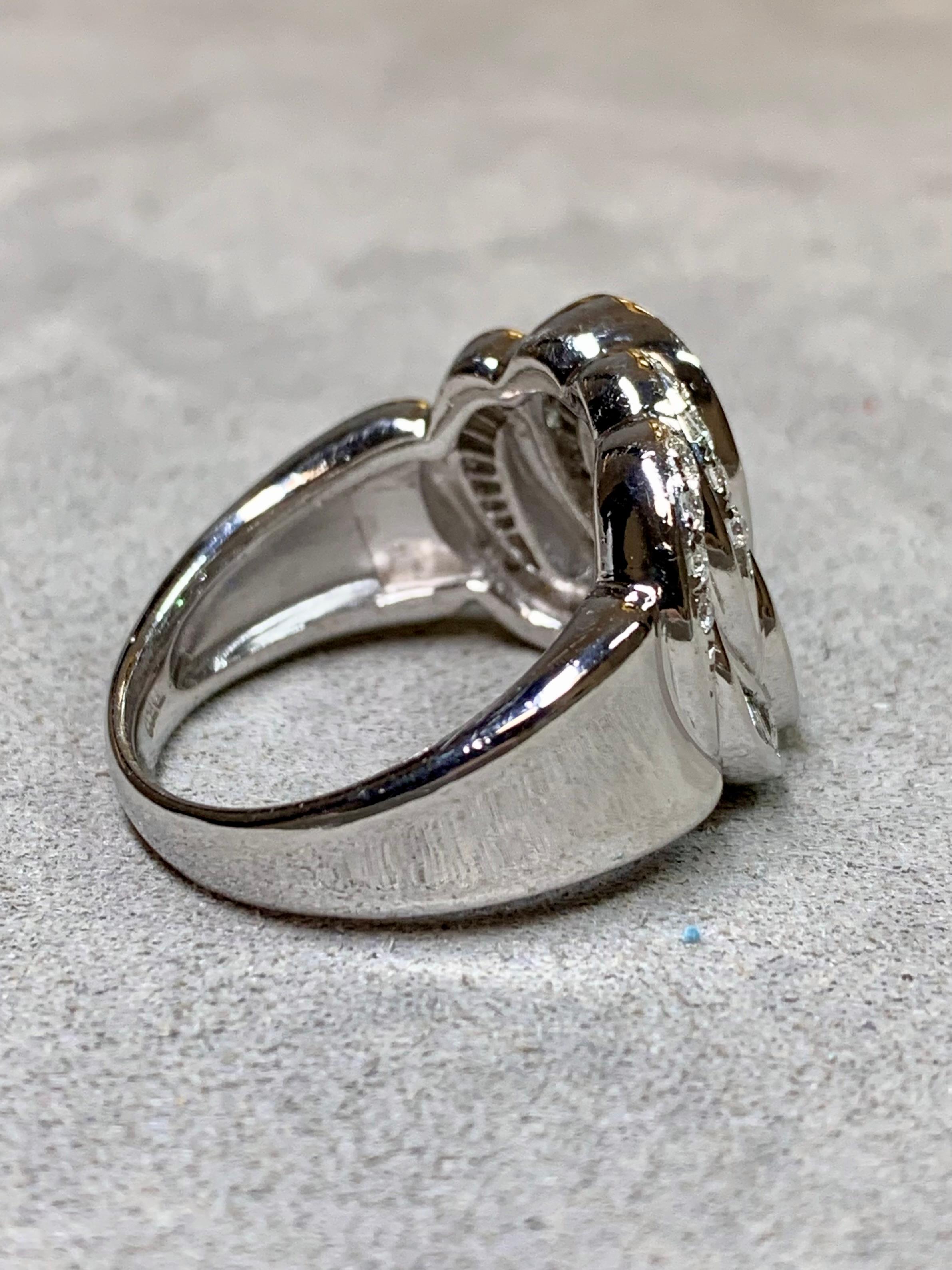 Estate Platino Baguette Ronda Diamante Remolino Anillo de Cóctel Pesado Sz 10.5 Corte baguette en venta