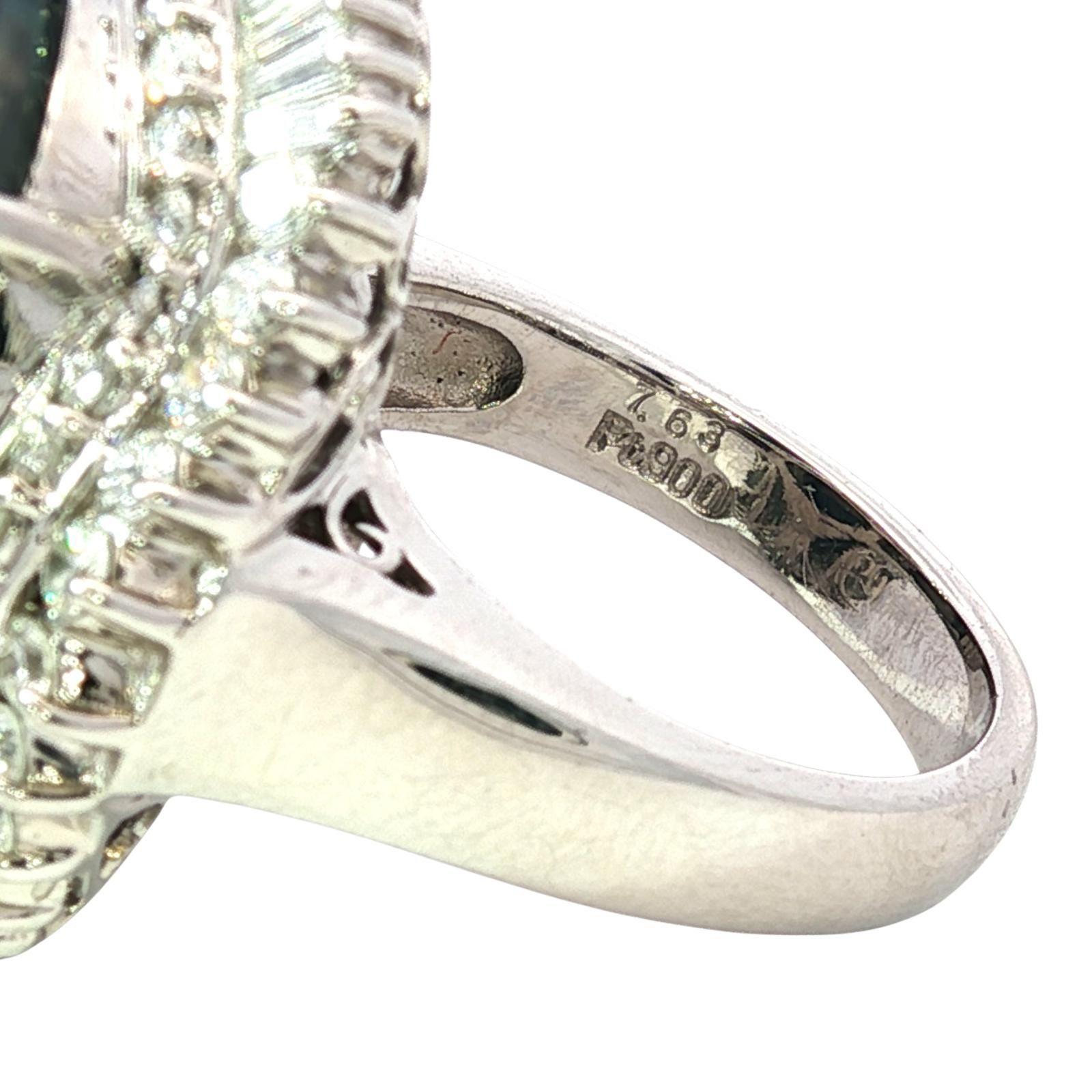 Estate Platin Schwarz Opal Diamant Ballerina Einstellung Ring ~9,13ctw im Angebot 5