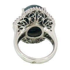 Estate Platinum Black Opal Diamond Ballerina Setting Ring ~9.13ctw