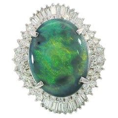 Estate Platinum Black Opal Diamond Ballerina Setting Ring ~9.13ctw