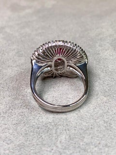 Estate Platinum Burmese Ruby Diamond Spiral Ballerina Cocktail Ring GIA