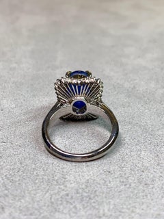 Estate Platinum Cabochon Star Sapphire Baguette Diamond Ballerina Cocktail Ring