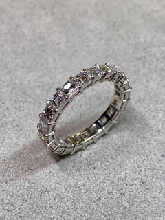 Estate Platinum Carré Cut Square Diamond Eternity Band 3.78ctw F VS1 Sz 6.25