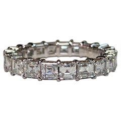 Estate Platinum Carré Cut Square Diamond Eternity Band 3.78ctw F VS1 Sz 6.25